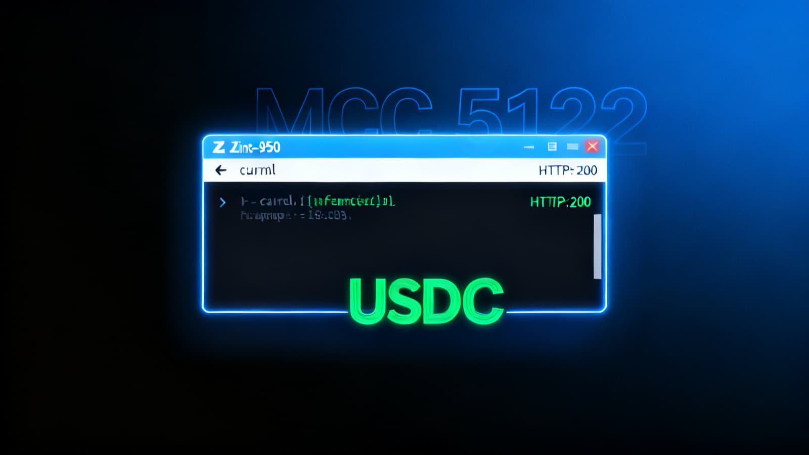 Developer dashboard on an ultra-wide monitor showing an MCC routing diagram with transaction flow from card network to MCC 5122 classifier, rejected, then re-routed through an MCC 6051 crypto on-ramp, with approval timestamps and USDC settlement ledger entries — the technical view of a peptide payment processor.